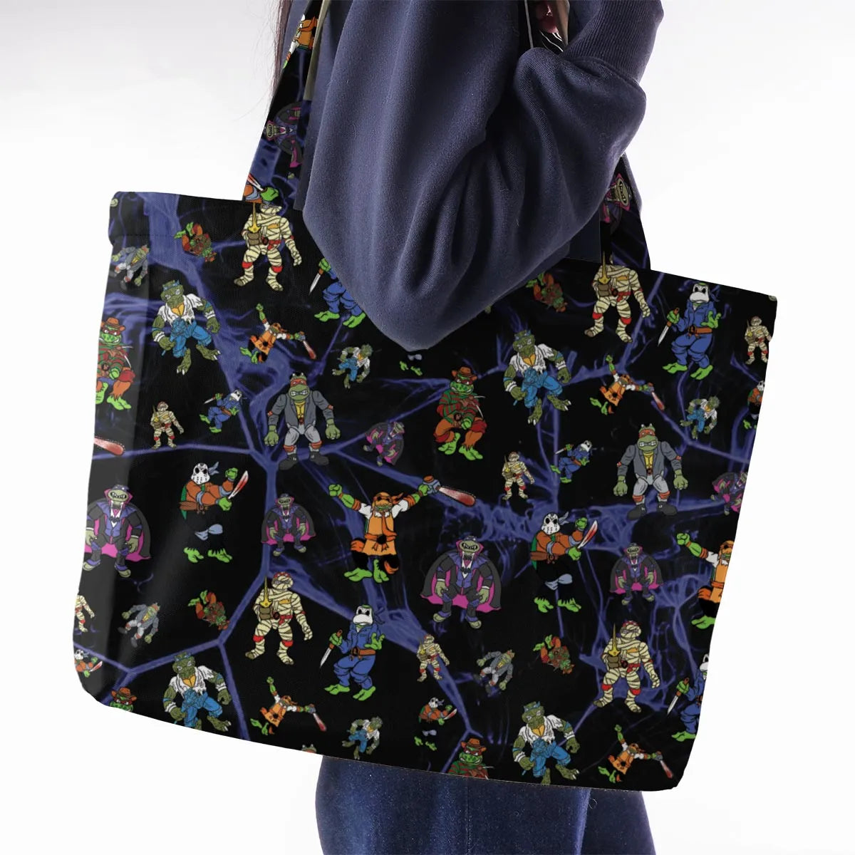 TMNT Universal Monsters And Sewer Slasher Toys Large Tote Bag