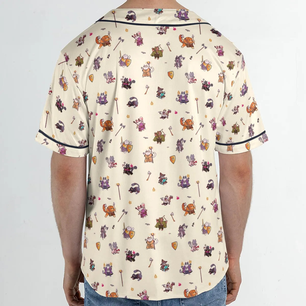 Cats In DnD Pattern Unisex Baseball Jersey