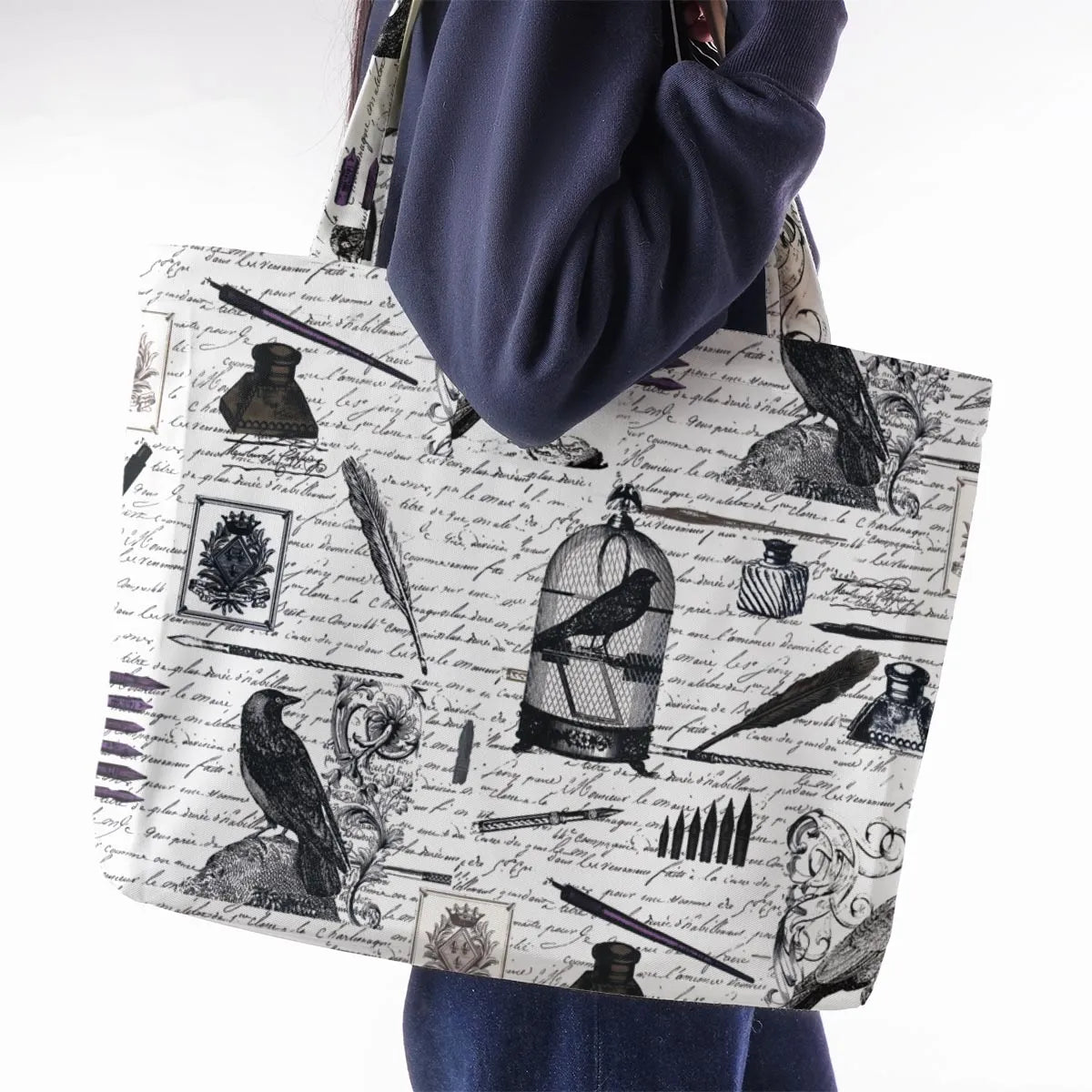 Nevermore The Raven Edgar Allan Poe Large Tote Bag