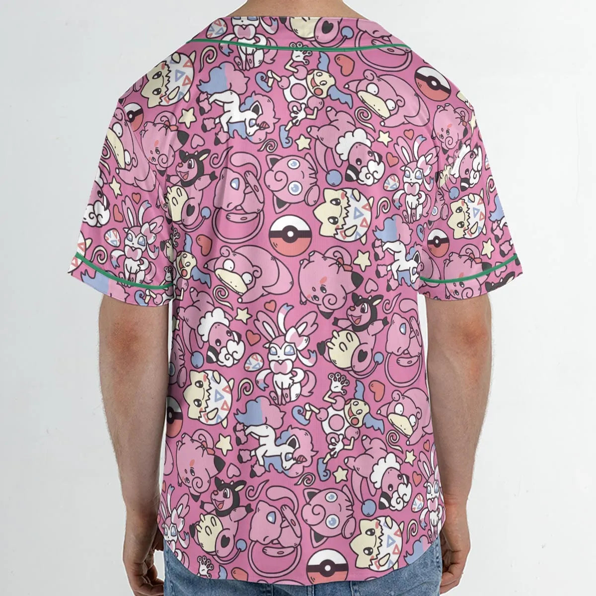 Fairy Pokemon Pattern Unisex Baseball Jersey