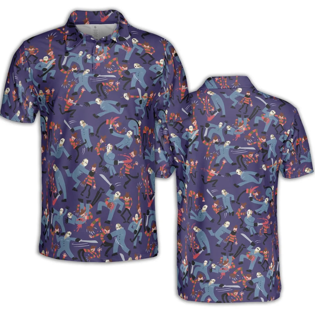 The Battle Freddy vs Jason Nightmare on Elm Street Friday the 13th AOP Men/Women Polo Shirt