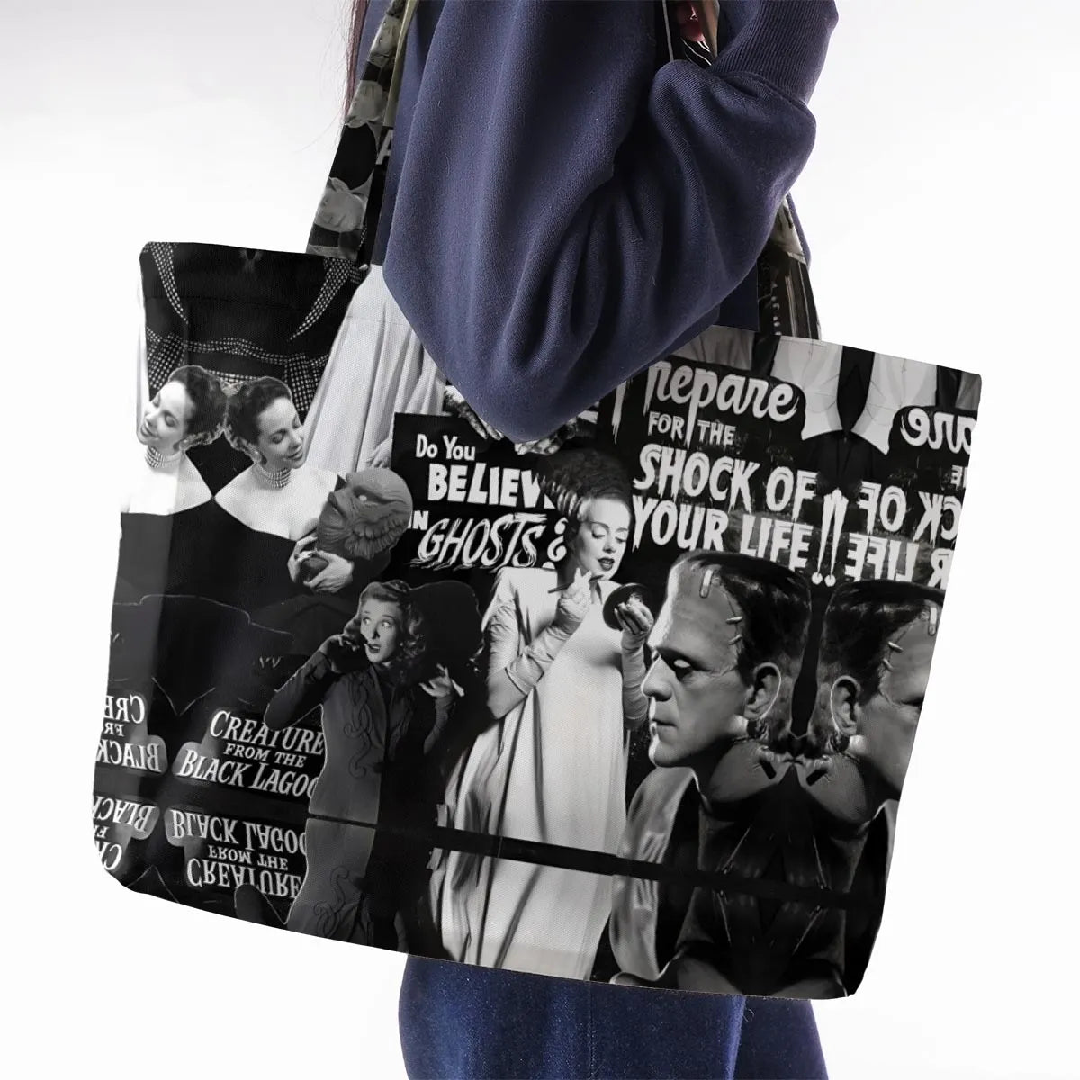 Universal Monsters Pattern Large Tote Bag