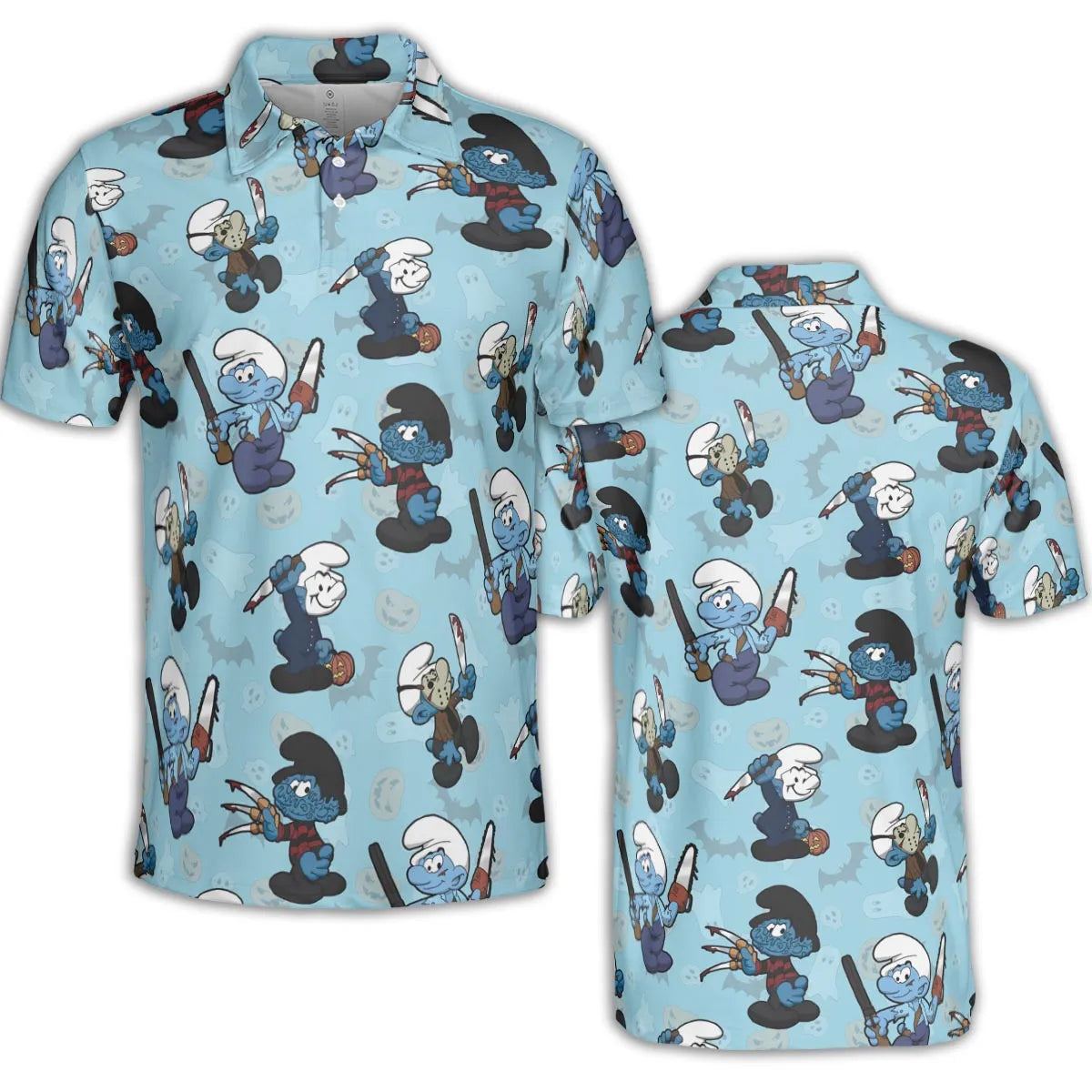 Horror Smurfs AOP Men/Women Polo Shirt