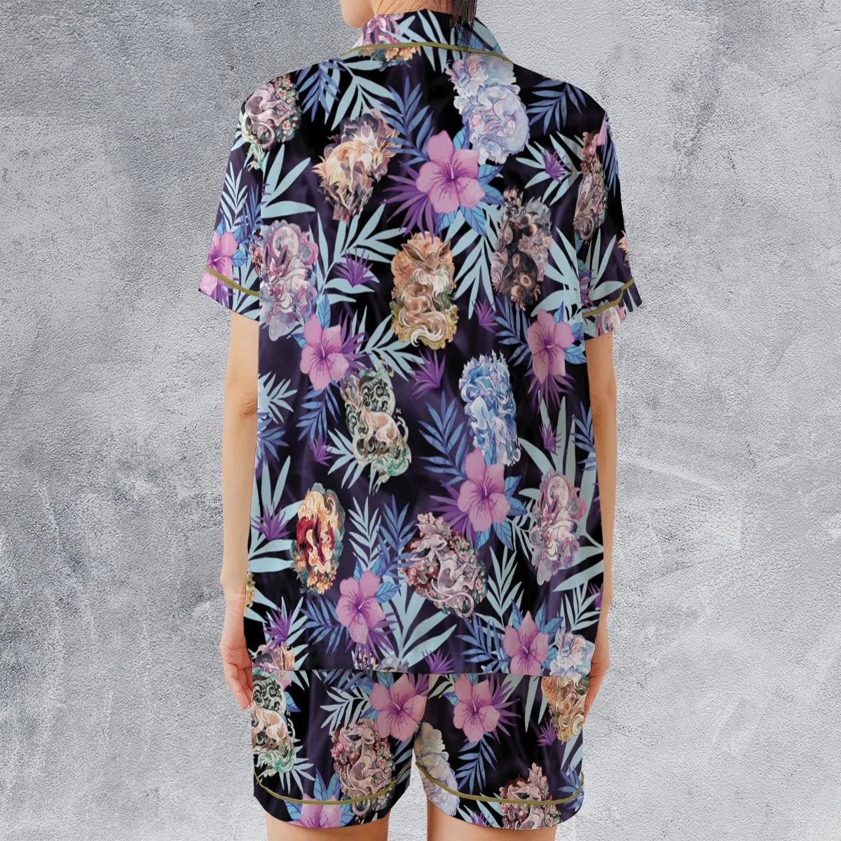 Eevee Evolutions Fancy Style Satin Short-Sleeve Pajamas Set