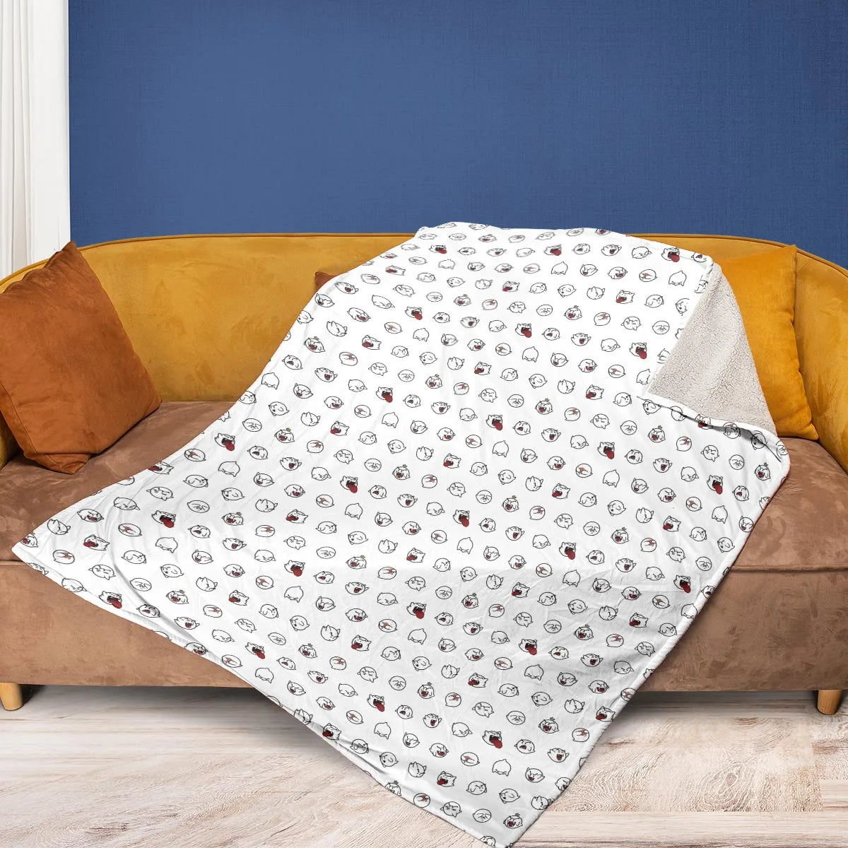 Super Mario Boo Pattern Fleece Blanket
