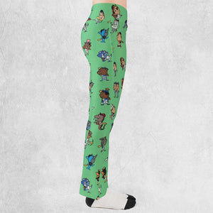 Baseball Mascot Pattern Flare Leggings