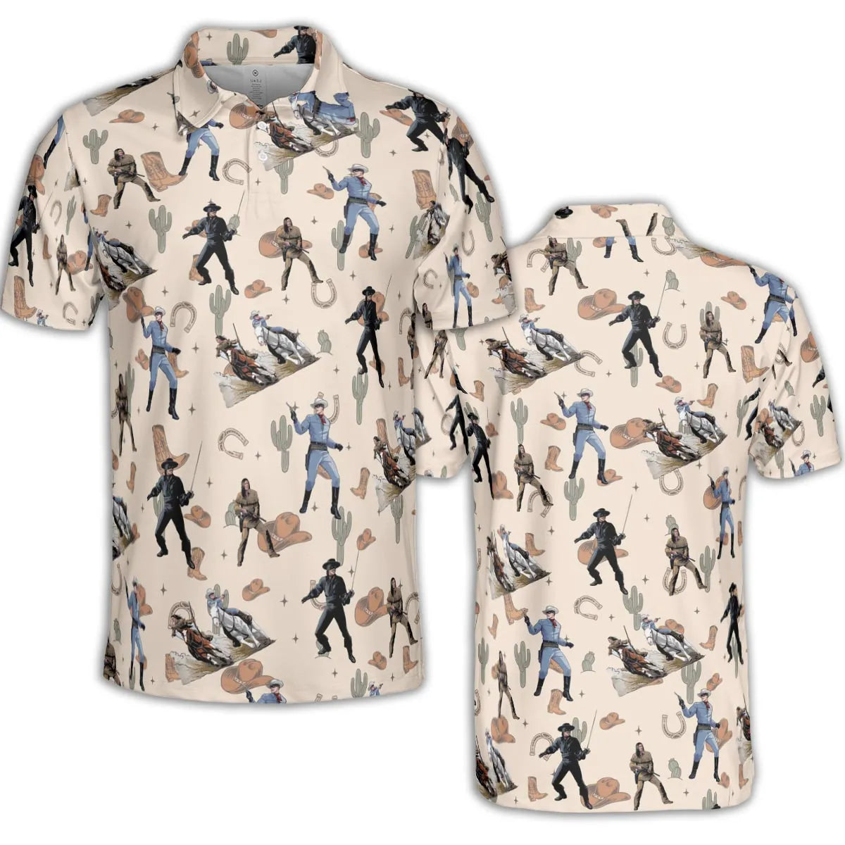 Old Western The Lone Ranger Zorro Tarzan AOP Men/Women Polo Shirt