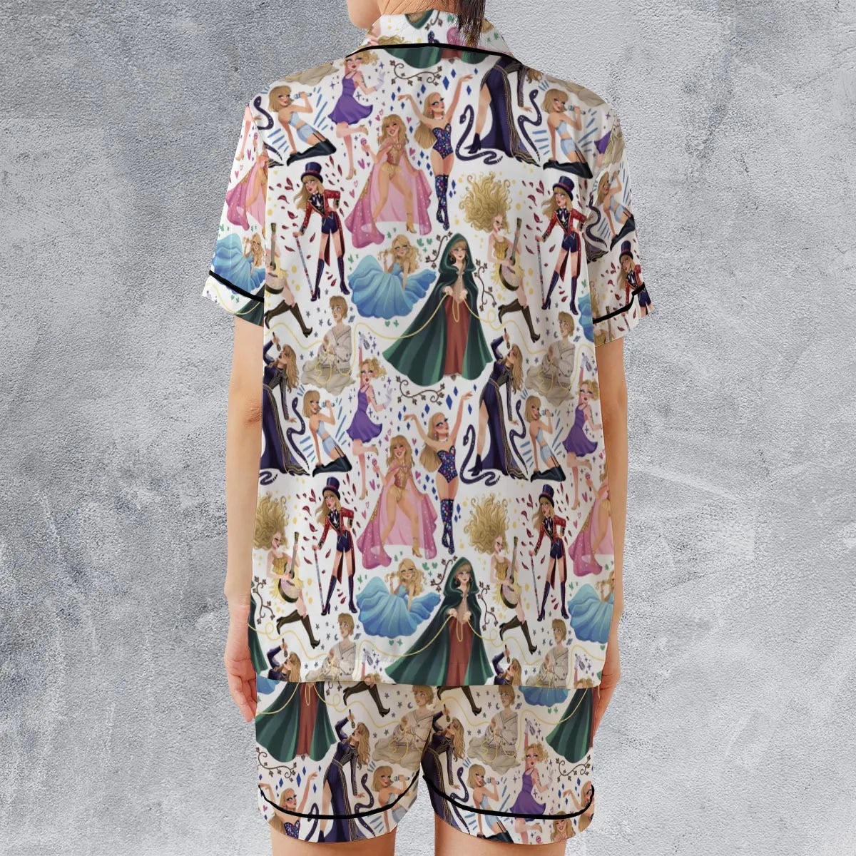 Blondie Colorful Lineup Satin Short-Sleeve Pajamas Set