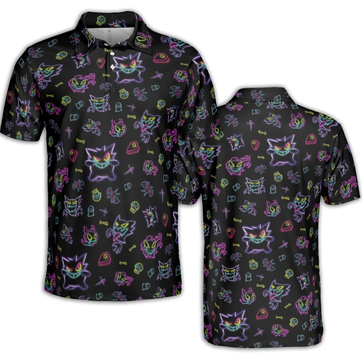Neon Gastly Haunter Gengar Pokemon AOP Men/Women Polo Shirt