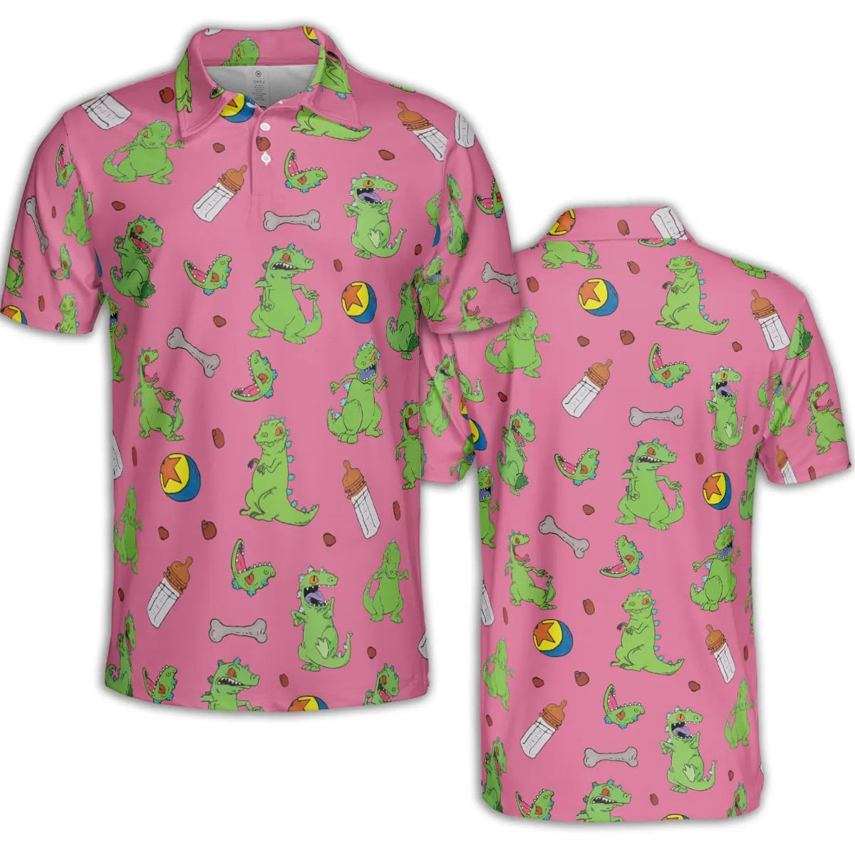 Rugrats Reptar Pattern AOP Men/Women Polo Shirt