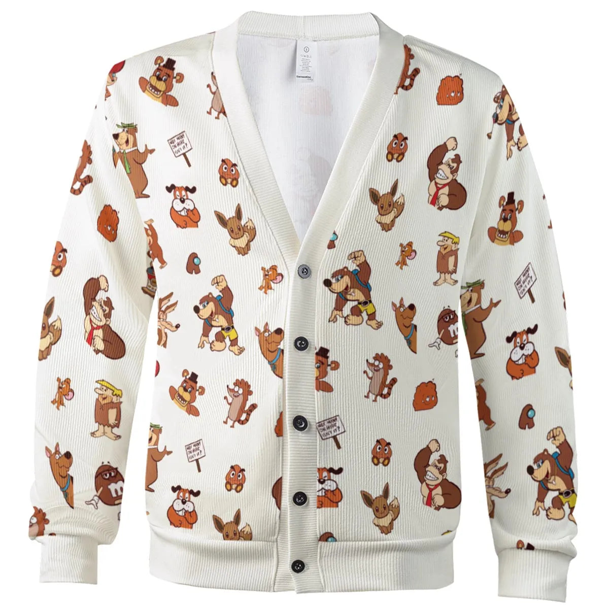 Famous Cartoon Characters in Brown Cardigan