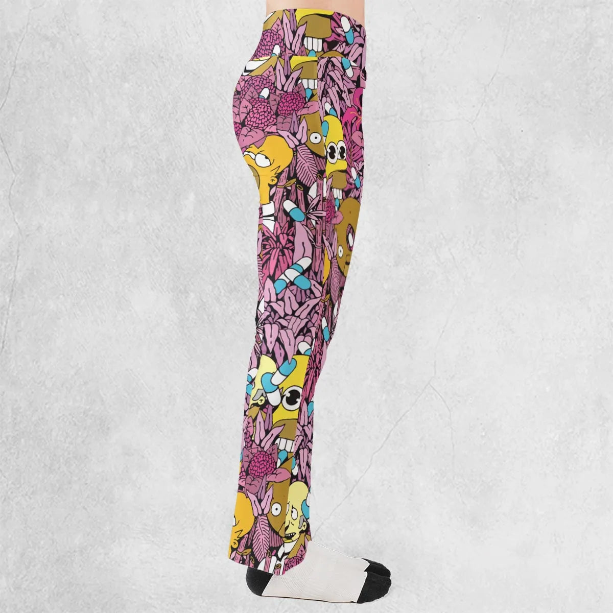 Homer Simpson In Flower Bush The Simpsons Flare Leggings