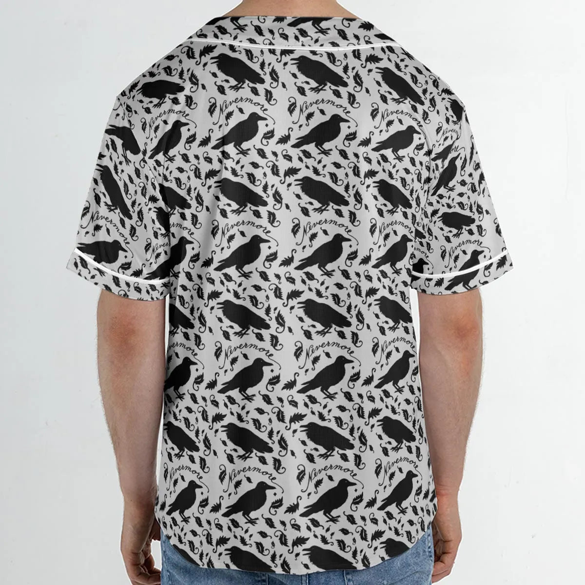 Nevermore The Raven Edgar Allan Poe Pattern Unisex Baseball Jersey
