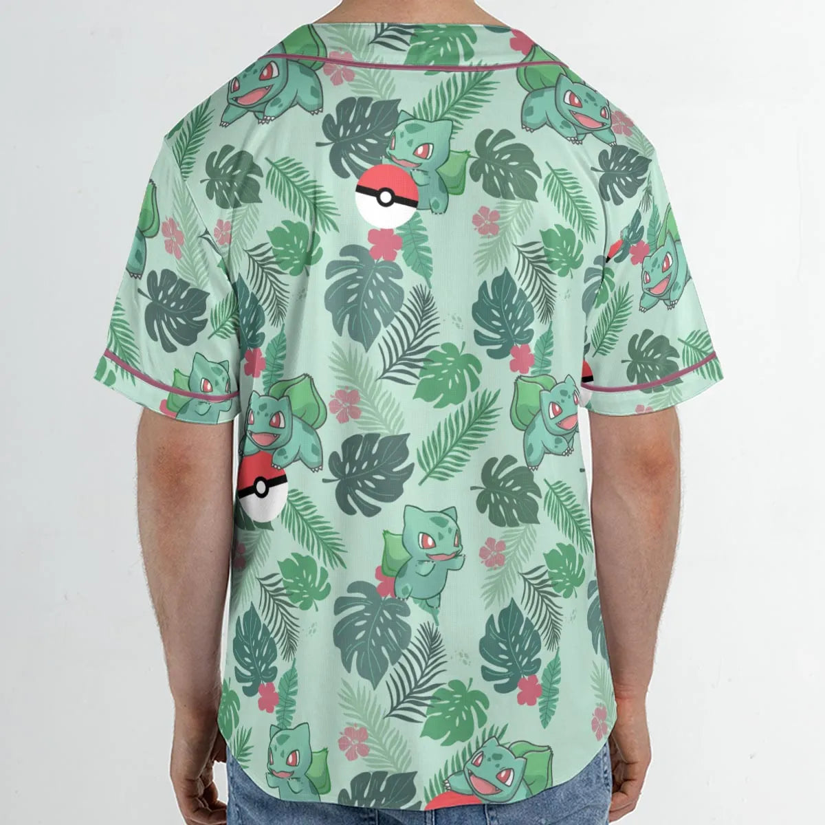 Bulbasaur Pokemon Pattern Unisex Baseball Jersey