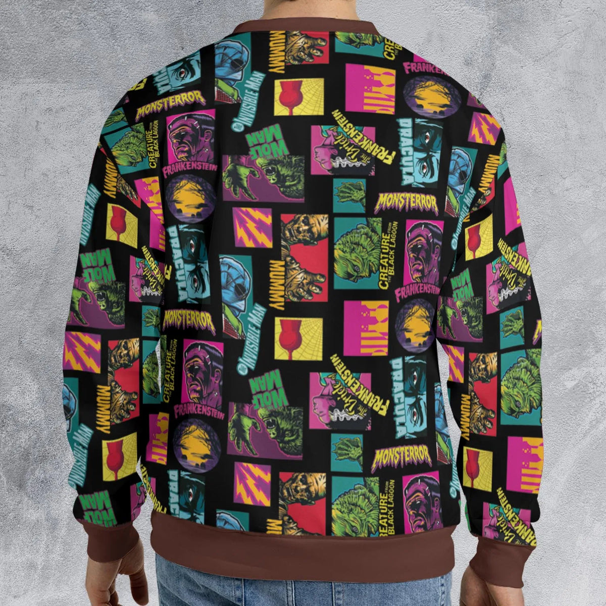 Monster Pop Movies Halloween All-over Print Sweatshirt