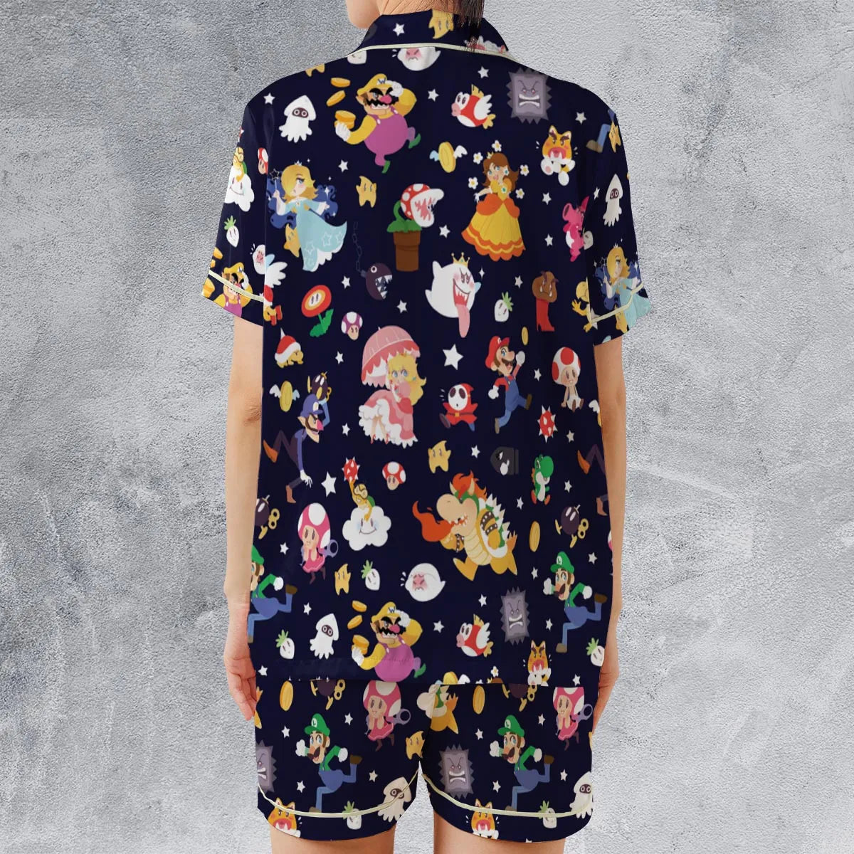 Mushroom Kingdom Super Mario Satin Short-Sleeve Pajamas Set