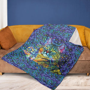 Cat Stained Glass Fleece Blanket