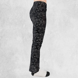 Black Raven Pattern Flare Leggings