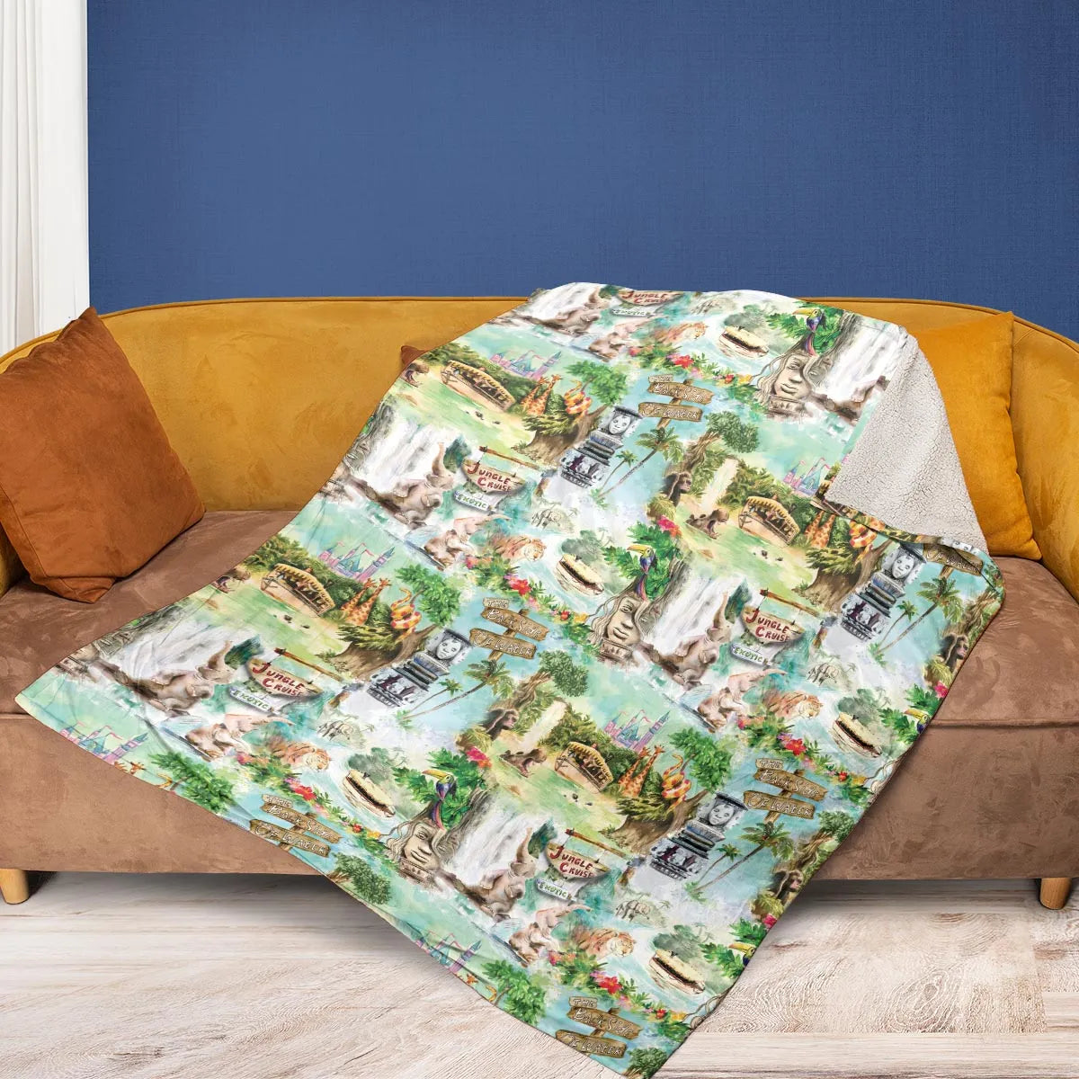 Water Color Jungle Cruise Map Fleece Blanket
