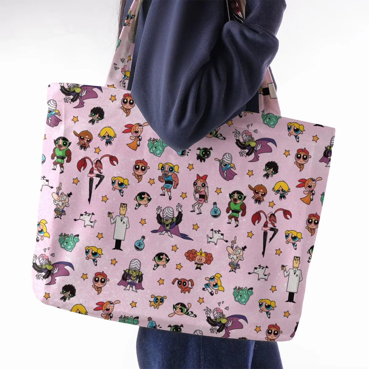 Power Puff Girls Characters Pattern Large Tote Bag