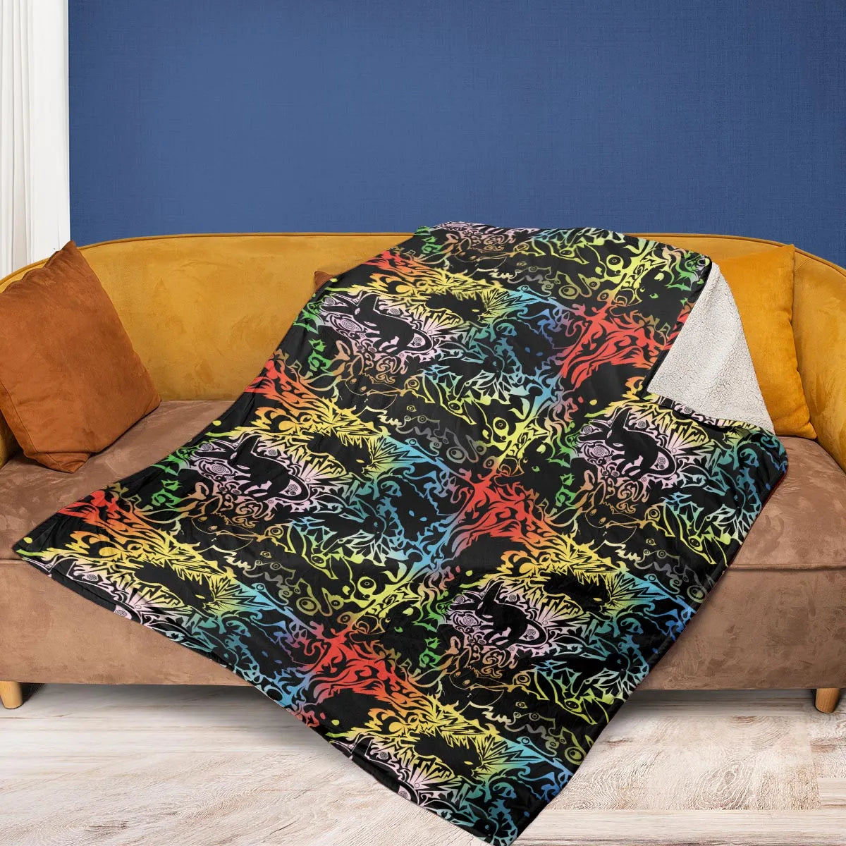Eevee Pokemon Black Fleece Blanket