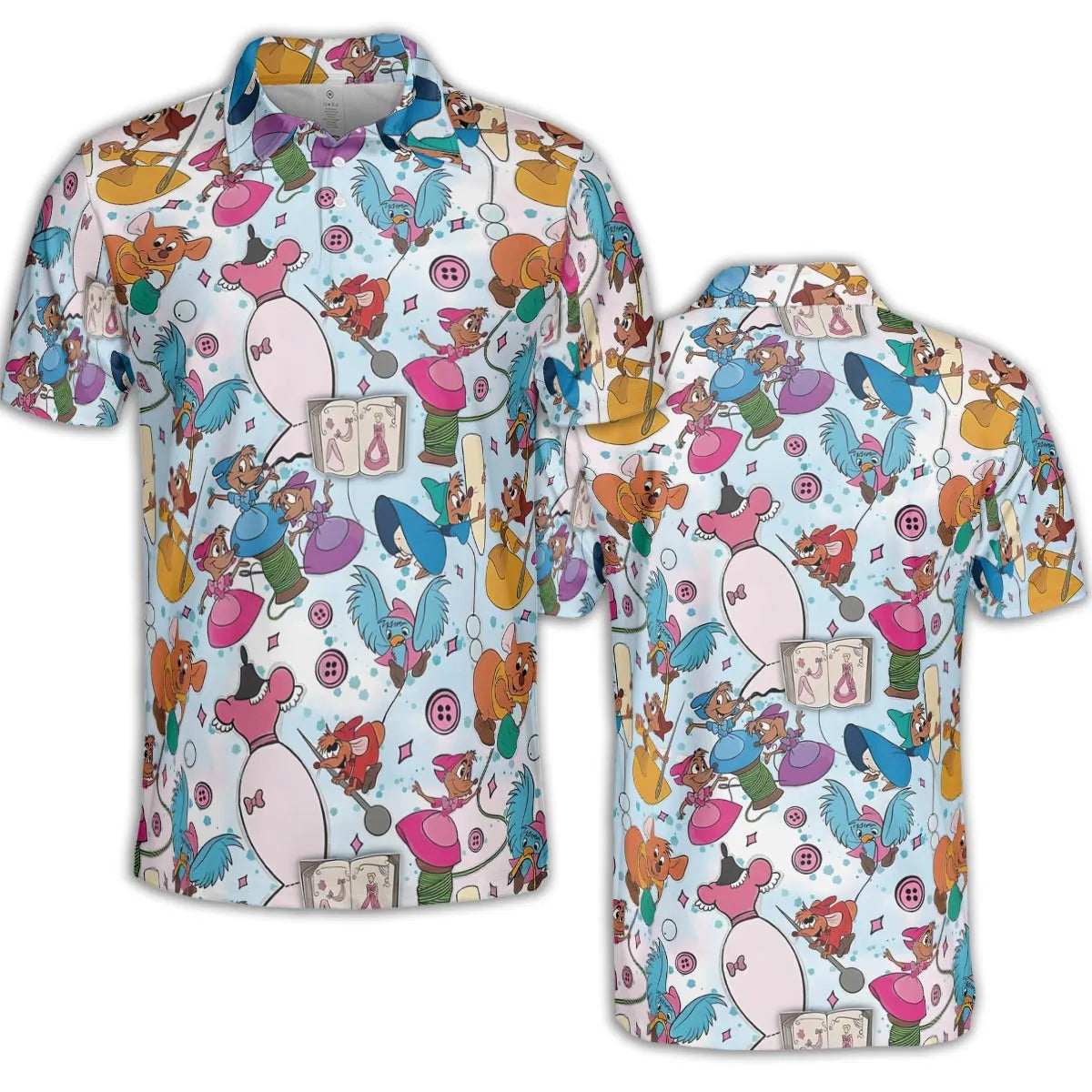 Jaq, Gus, & Sewing Friends AOP Men/Women Polo Shirt