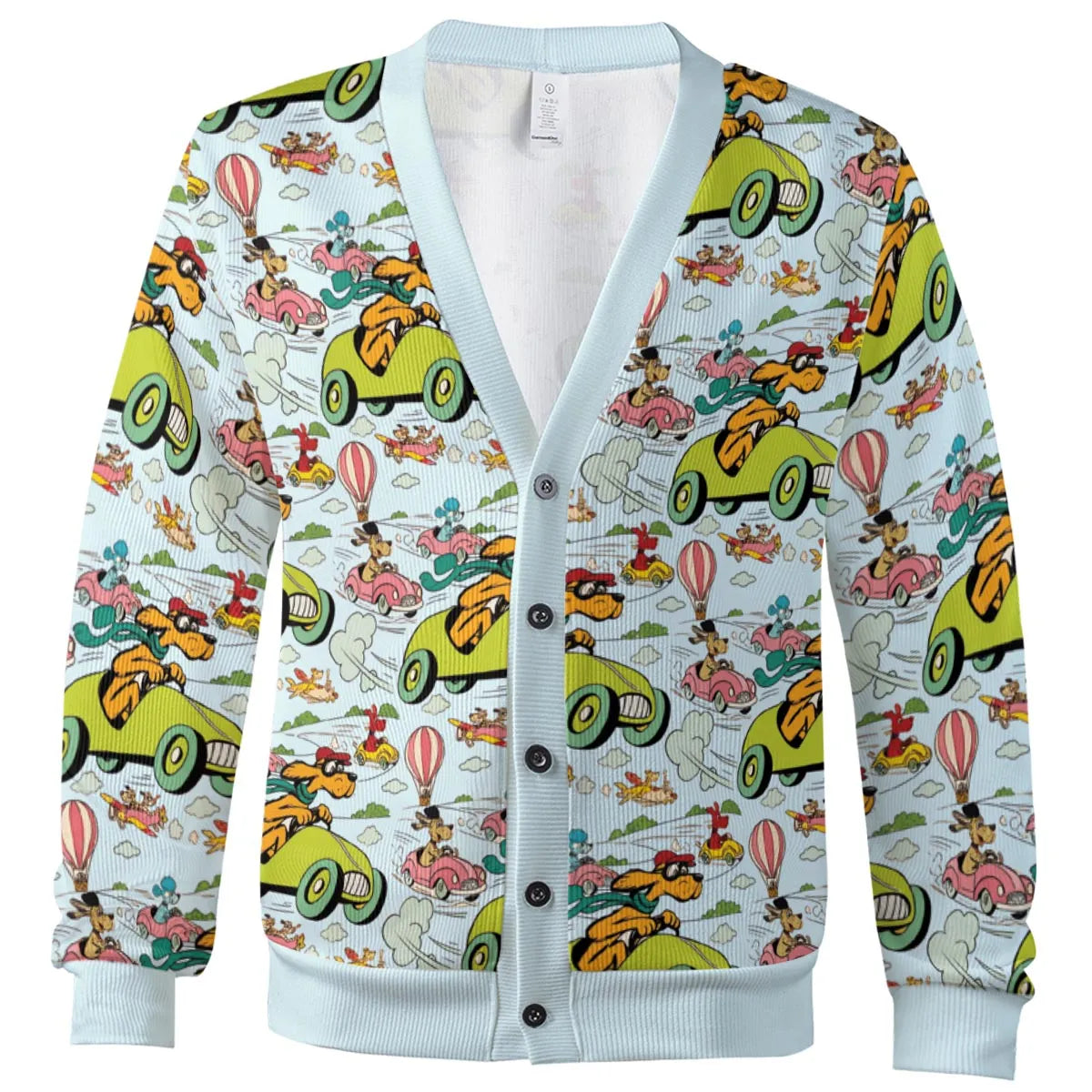 Whimsical Adventure Racing Dogs Cardigan