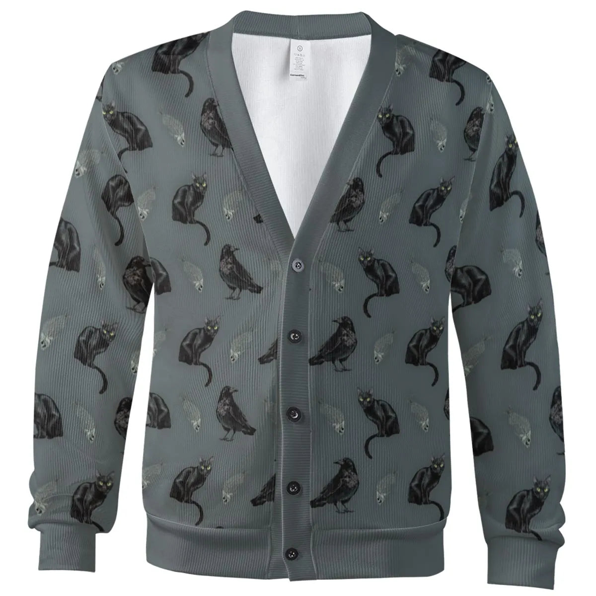 Cat and Raven Edgar Allan Poe Pattern Cardigan