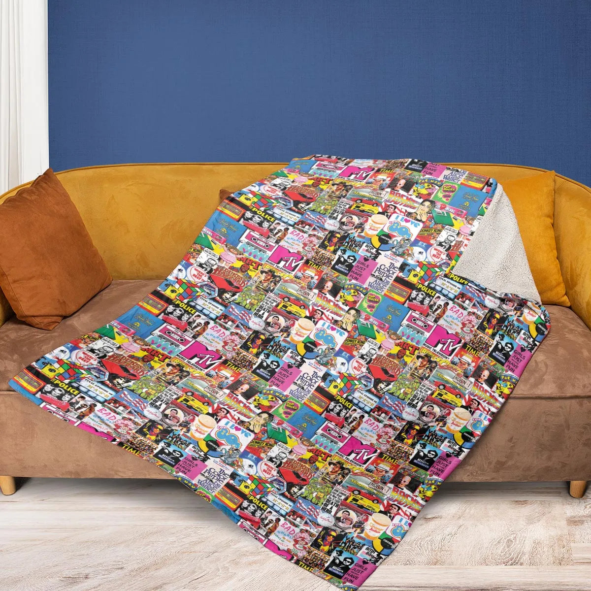 I heart 80s Collage Mr. T Back To the Future Pac-man Fleece Blanket