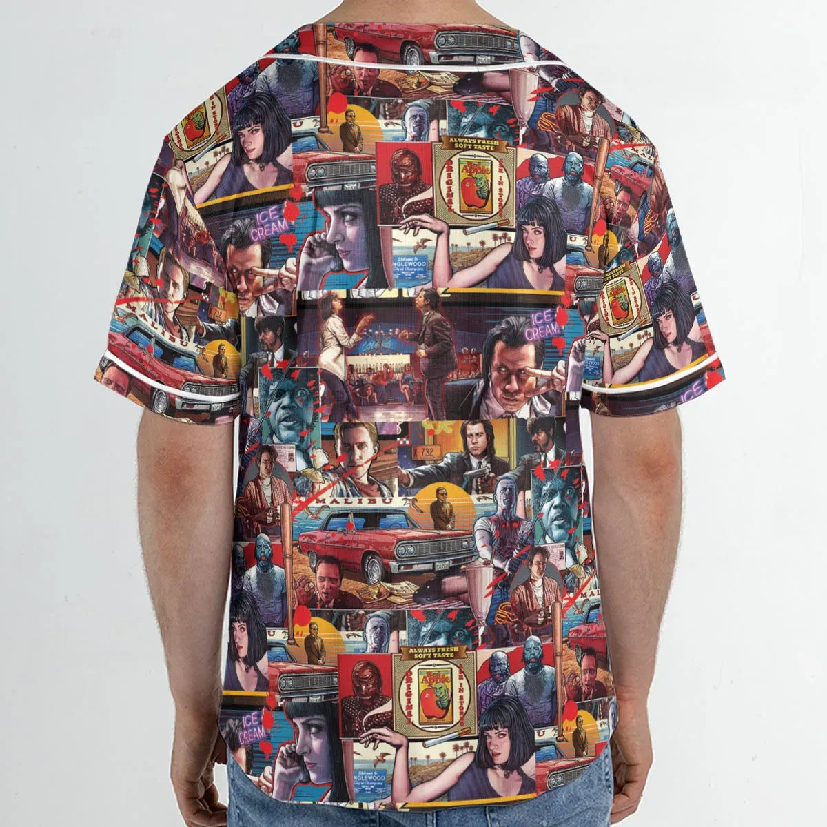 Retro Scenes Mia Wallace Vincent Vega Jules Winnfields Pulp Fiction Unisex Baseball Jersey