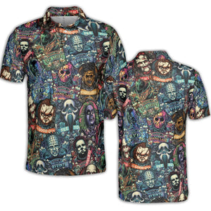 Horror Movie Characters Pattern AOP Men/Women Polo Shirt