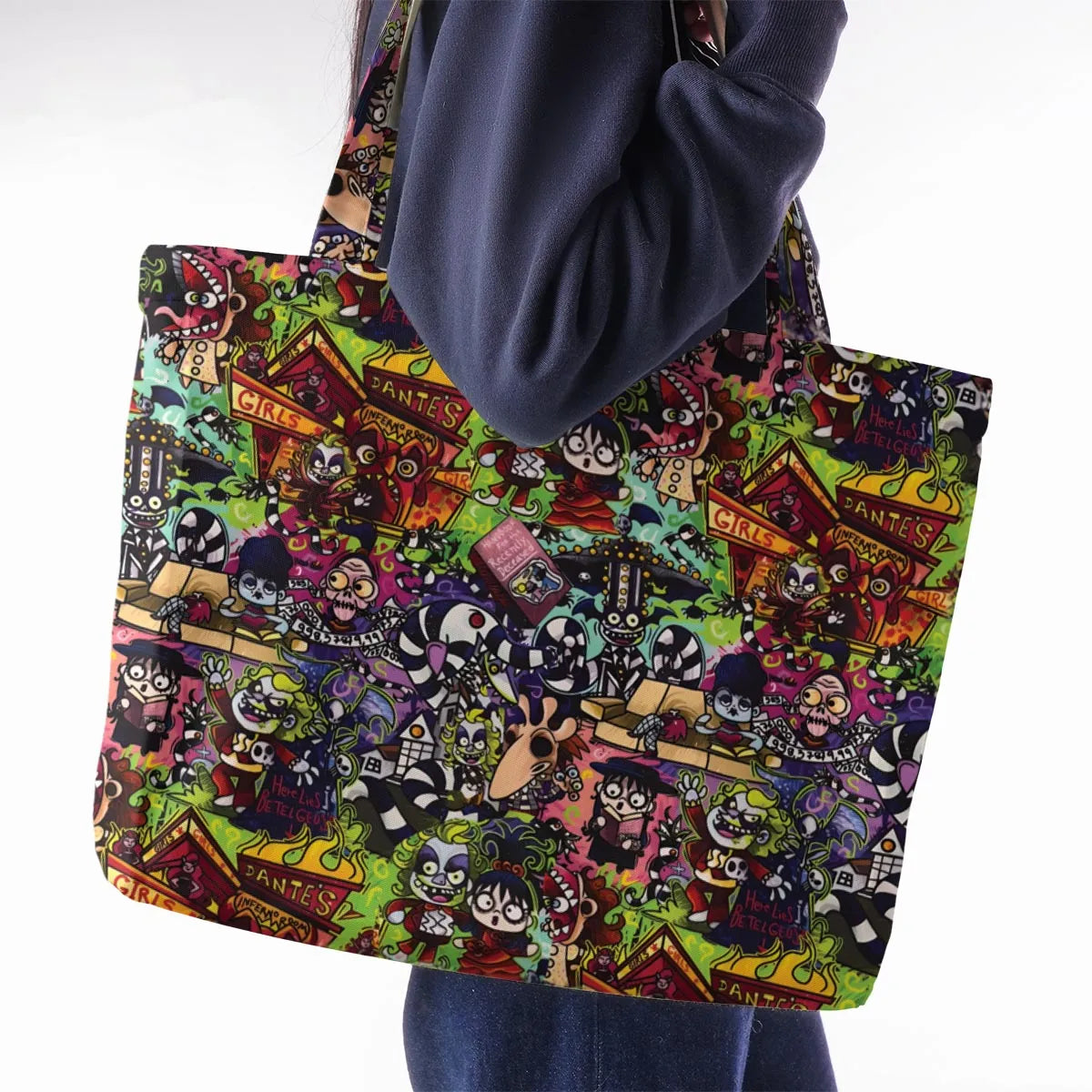 Spooky Chic Beetlejuice Large Tote Bag