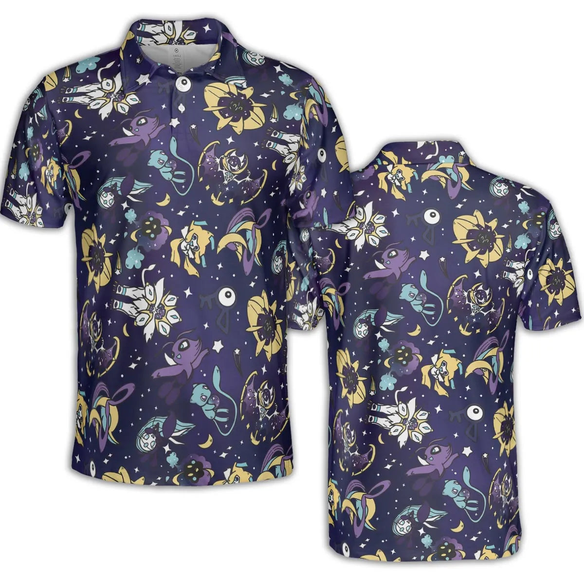 Galaxy Mew Psychic Type Pokemon AOP Men/Women Polo Shirt