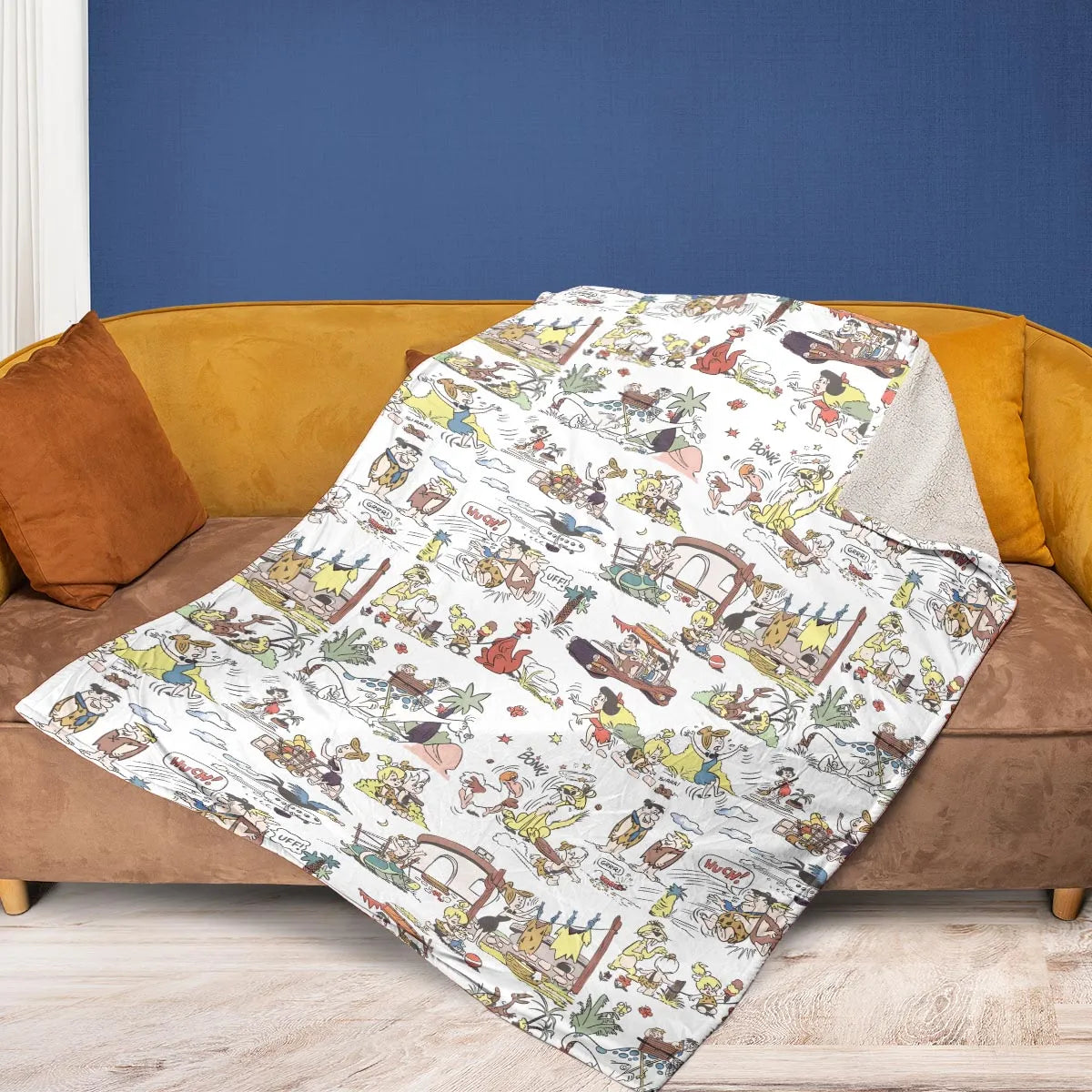 Stone Age Life The Flintstone Fleece Blanket