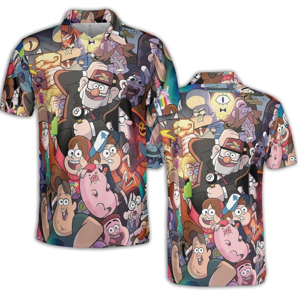 Gravity Falls Characters Pattern AOP Men/Women Polo Shirt