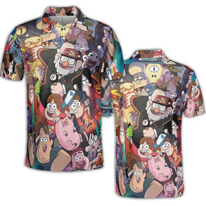 Gravity Falls Characters Pattern AOP Men/Women Polo Shirt
