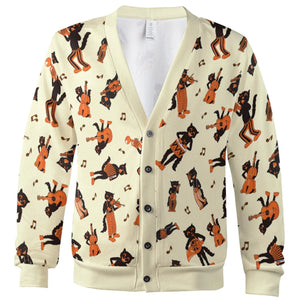 Vintage Halloween Beistle Scat Cat Band Cardigan