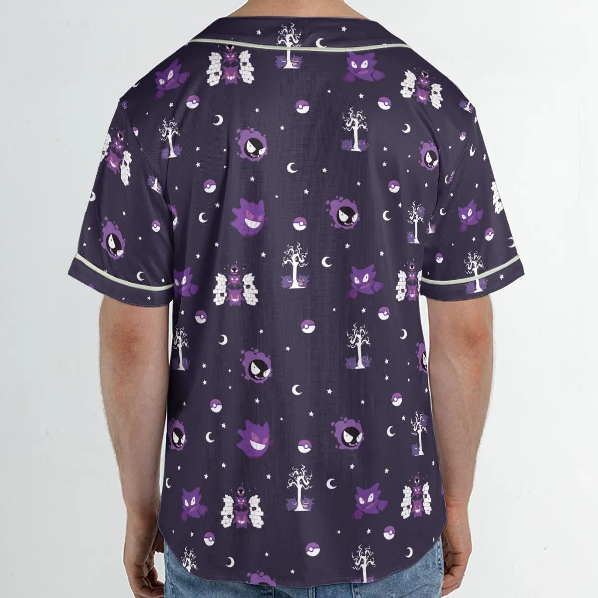 Gengar Pokemon Pattern Unisex Baseball Jersey