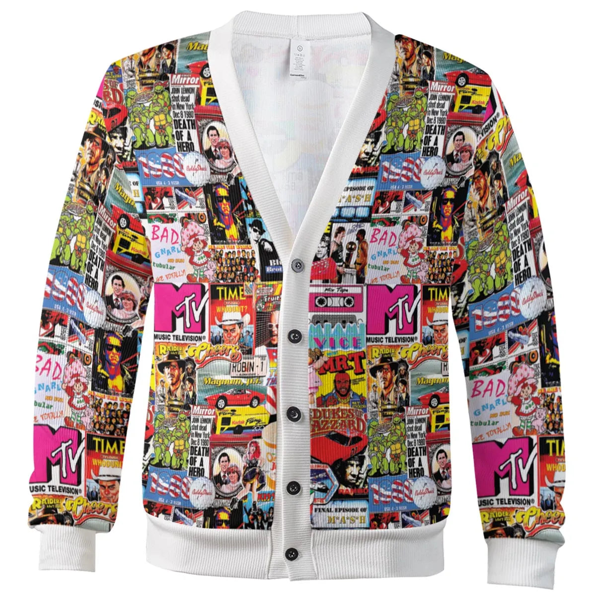 I heart 80s Collage Mr. T Back To the Future Pac-man Cardigan