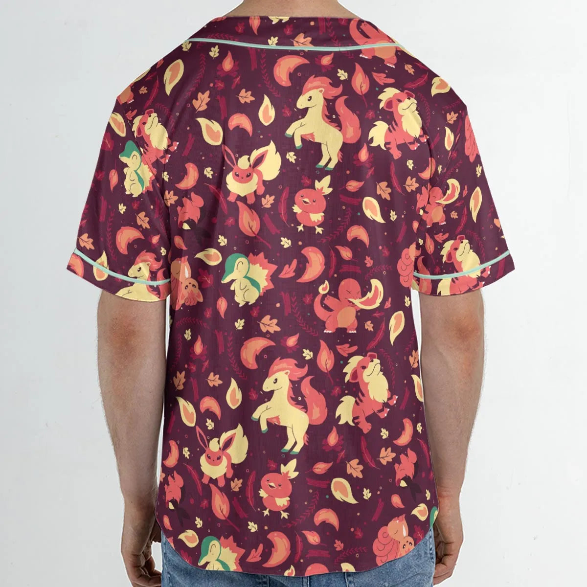 Fire Pokemon Pattern Unisex Baseball Jersey