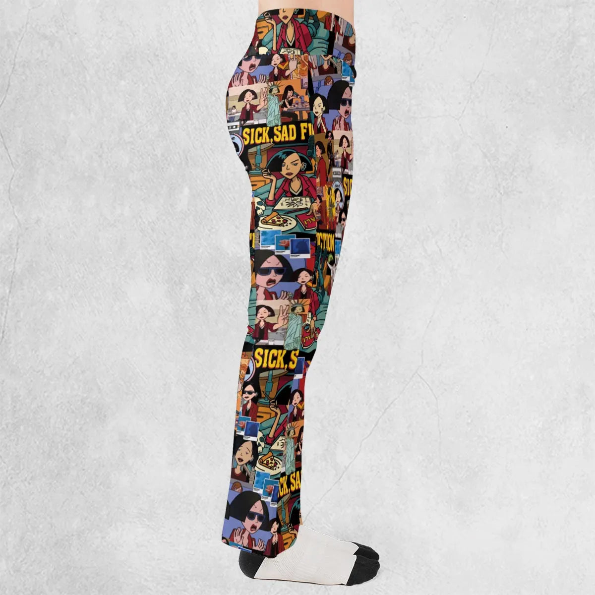 Daria Sick Sad Fiction Pattern Flare Leggings