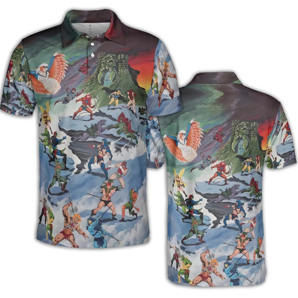 MOTU Castle Grayskull Battle AOP Men/Women Polo Shirt