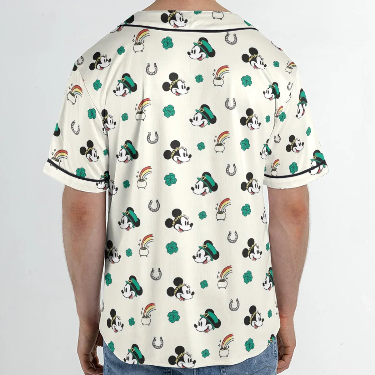Mickey and Minnie St. Patrick's  Day Pattern Unisex Baseball Jersey