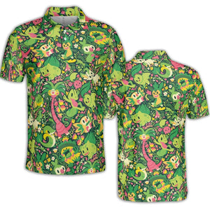 Grass Type Pokemon Pattern AOP Men/Women Polo Shirt