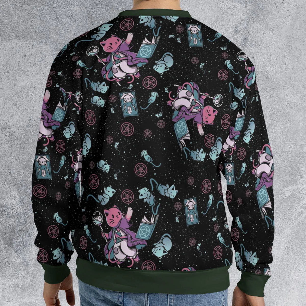 Necromancer Cat Pattern All-over Print Sweatshirt