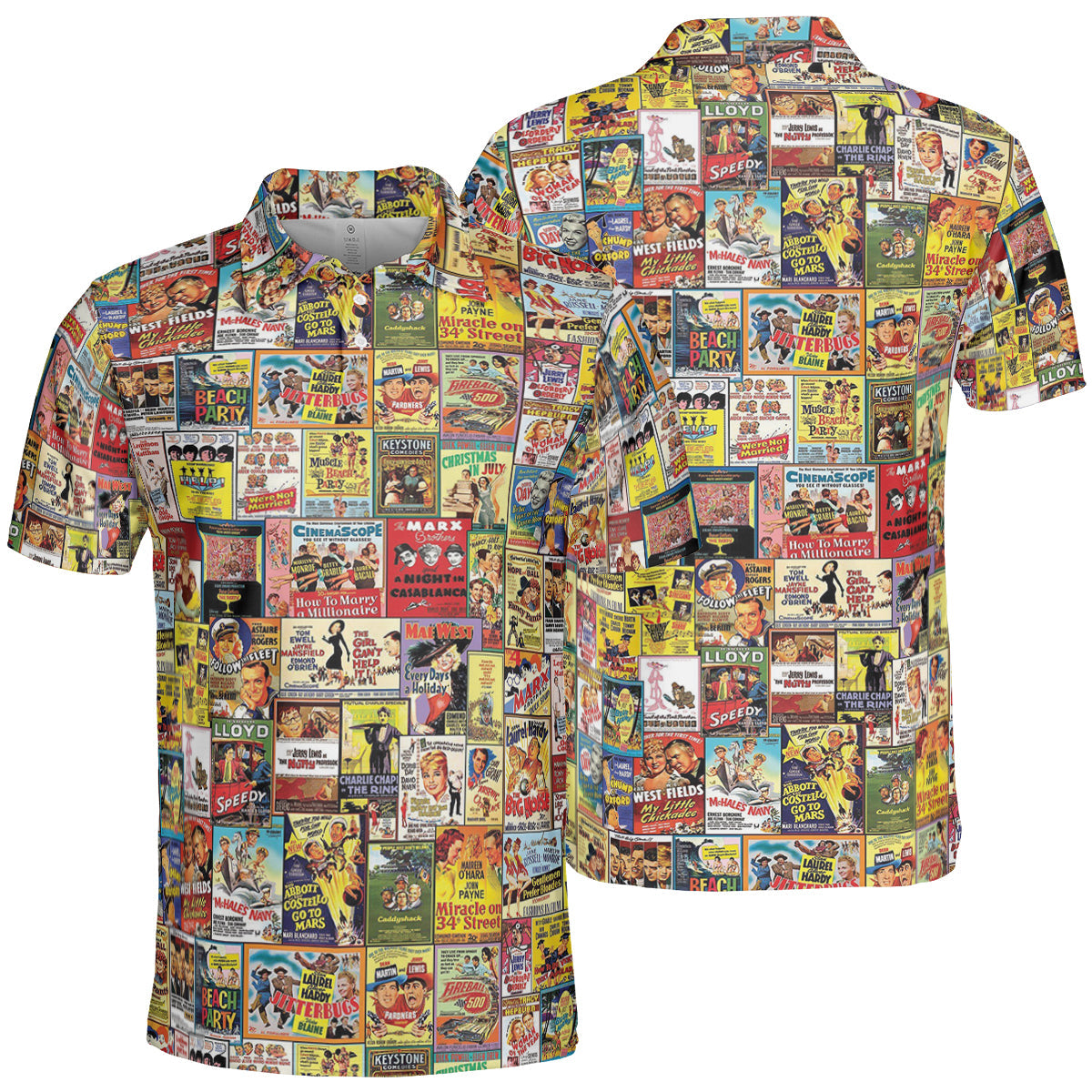 Vintage Comedy Film Posters AOP Men/Women Polo Shirt