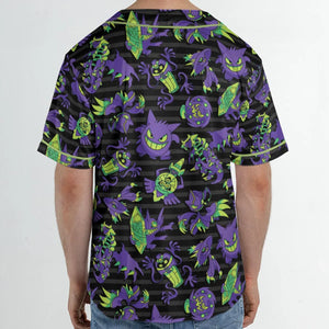 Ghost Type Pokemon Pattern Unisex Baseball Jersey