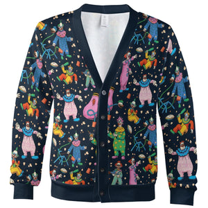 Clowns Popcorn Killer Klowns from Outer Space Pattern Cardigan