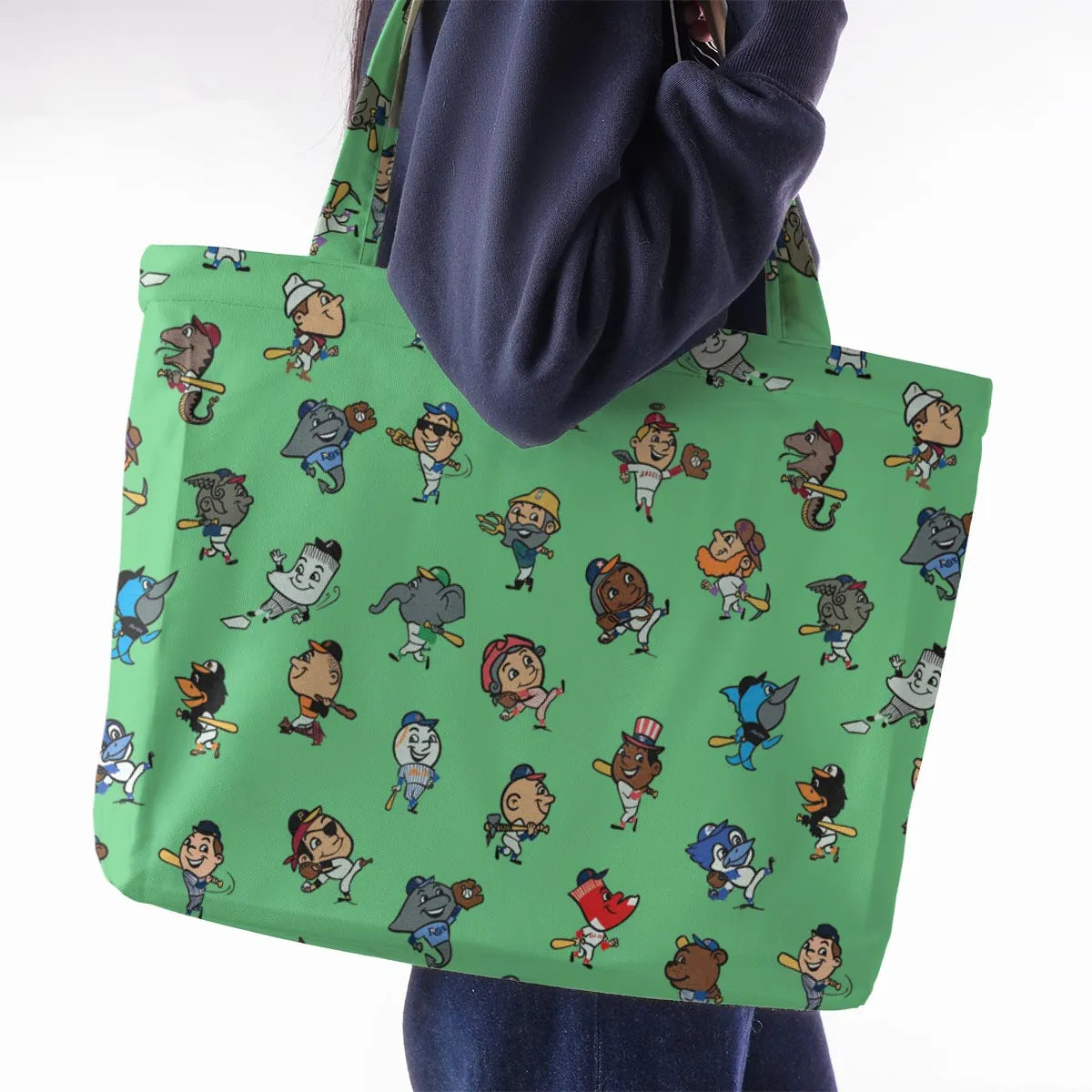 Baseball Mascot Pattern Large Tote Bag
