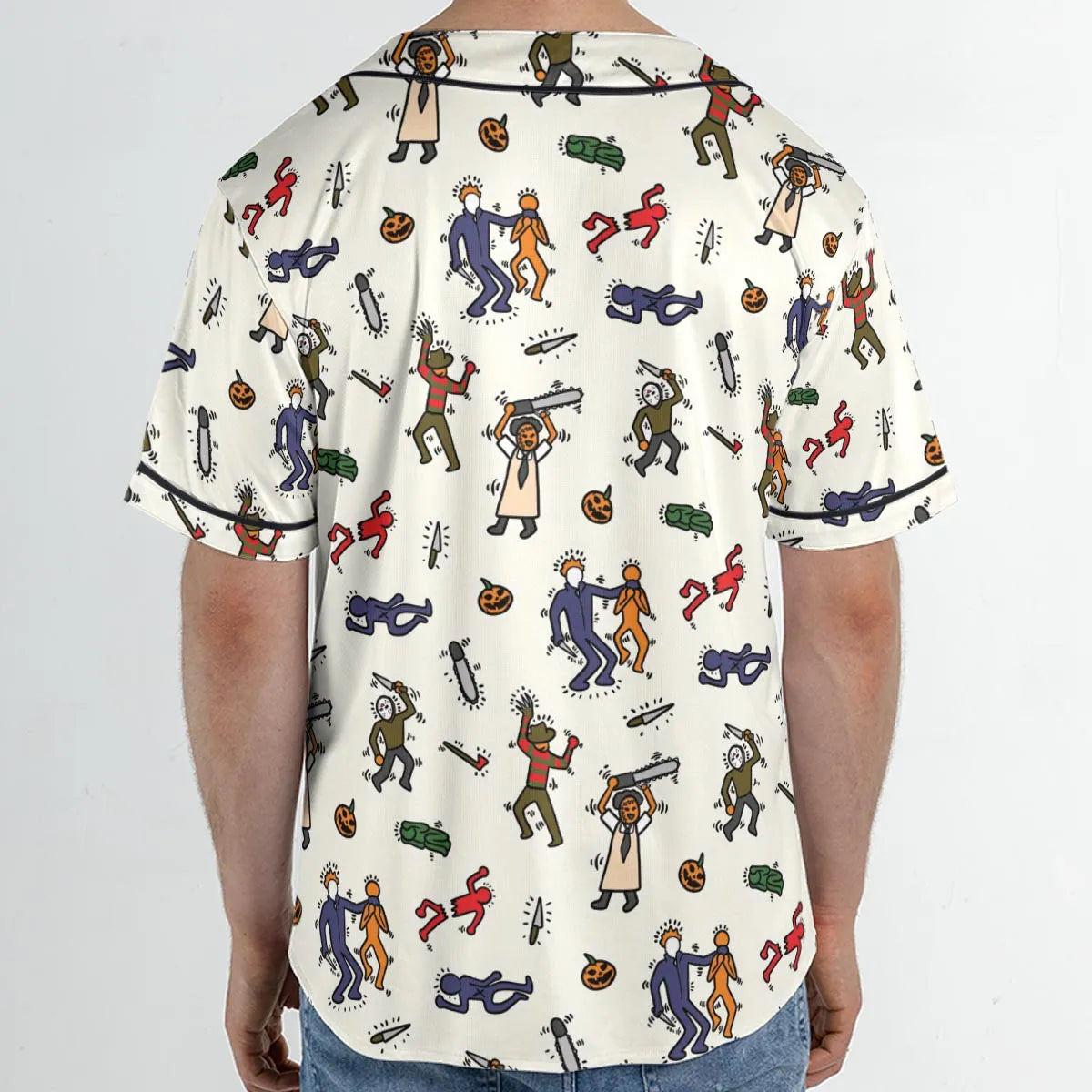 Horror Movie Pop Characters Pattern Unisex Baseball Jersey